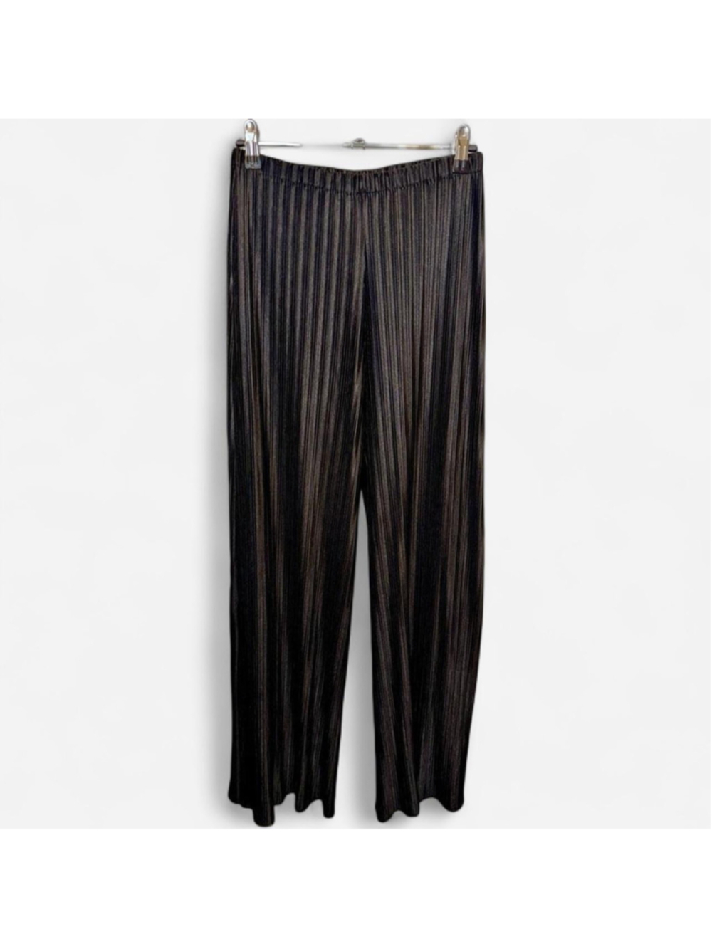 Milano Black Sheer Pleated Wide Leg Pants